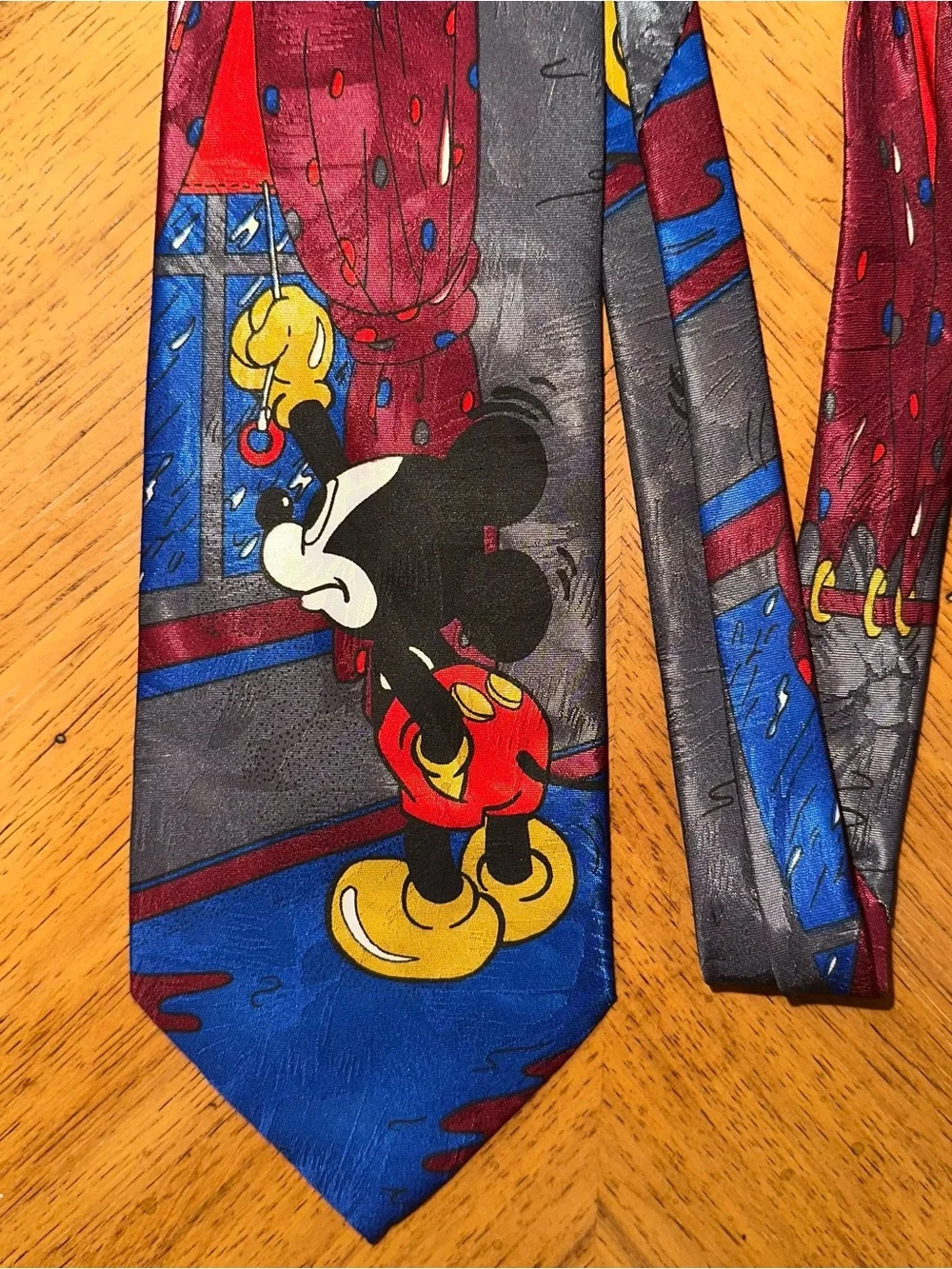 Vintage Mickey Mouse Unlimited Men's Neck Tie Rainy Day Window Disney 90s